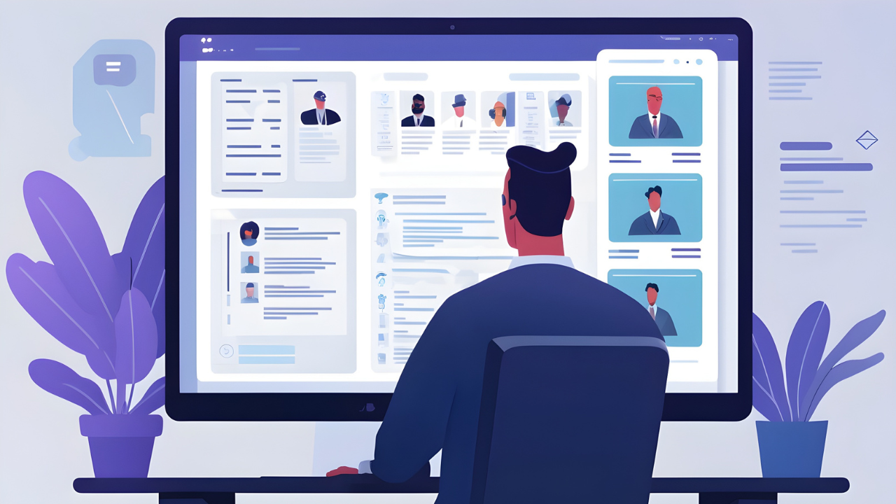 A recruiter looking at different candidates on the computer.